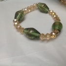 Crystal and Large Glass Beads  Elasticated bracelet - Image 1