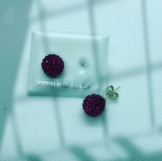 Red Shamballa bead earrings