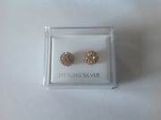 Gold Shamballa bead earrings set in sterling silver