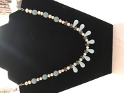 Turquoise, freshwater pearls and crystal Necklace